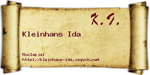 Kleinhans Ida névjegykártya